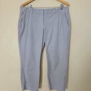 Lands' End Fit 1 Size 12 Crop Capri Black White Pin Stripe Pockets Flat Front